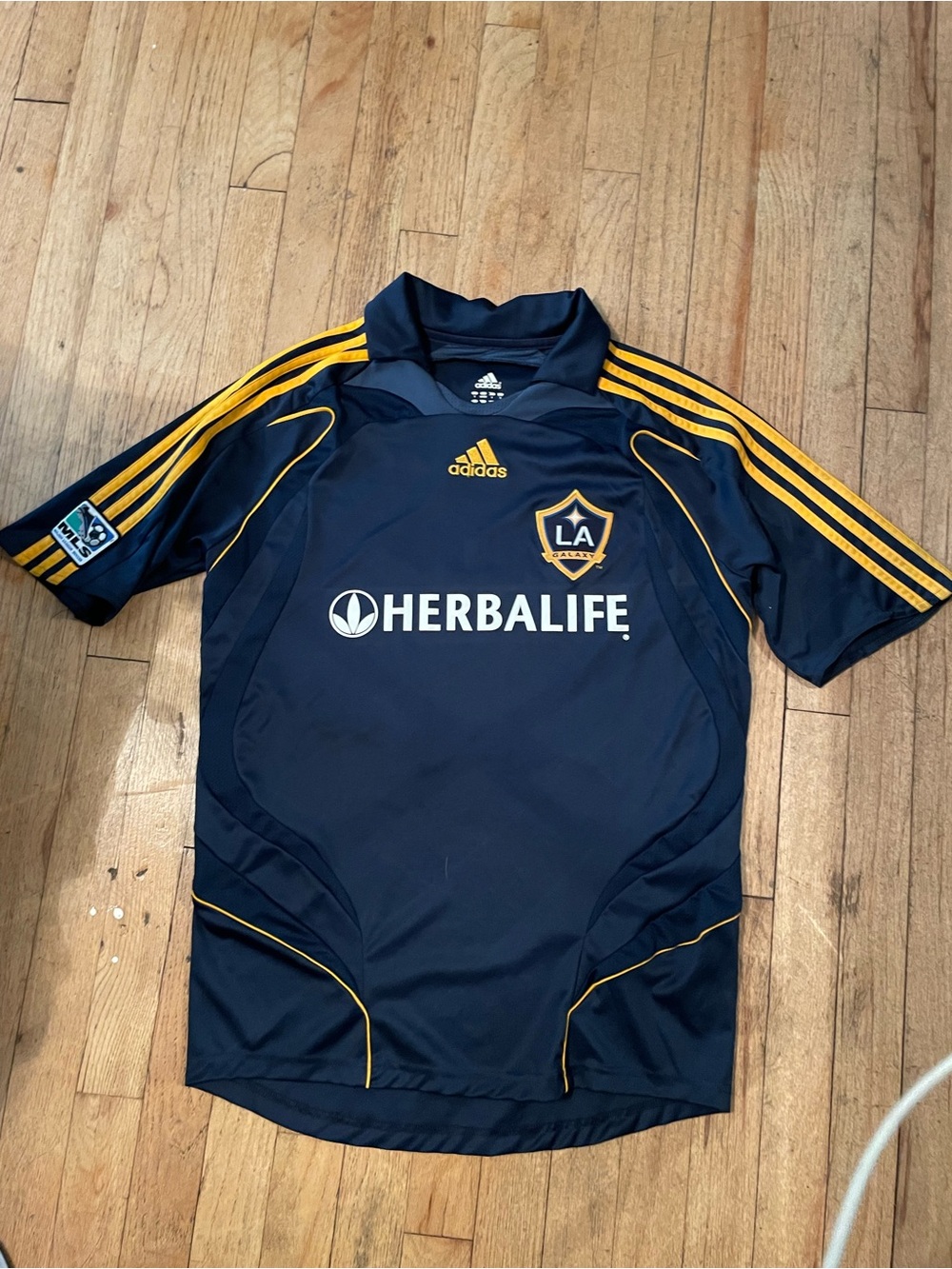 adidas LA Galaxy Kids Navy and Gold Soccer Jersey